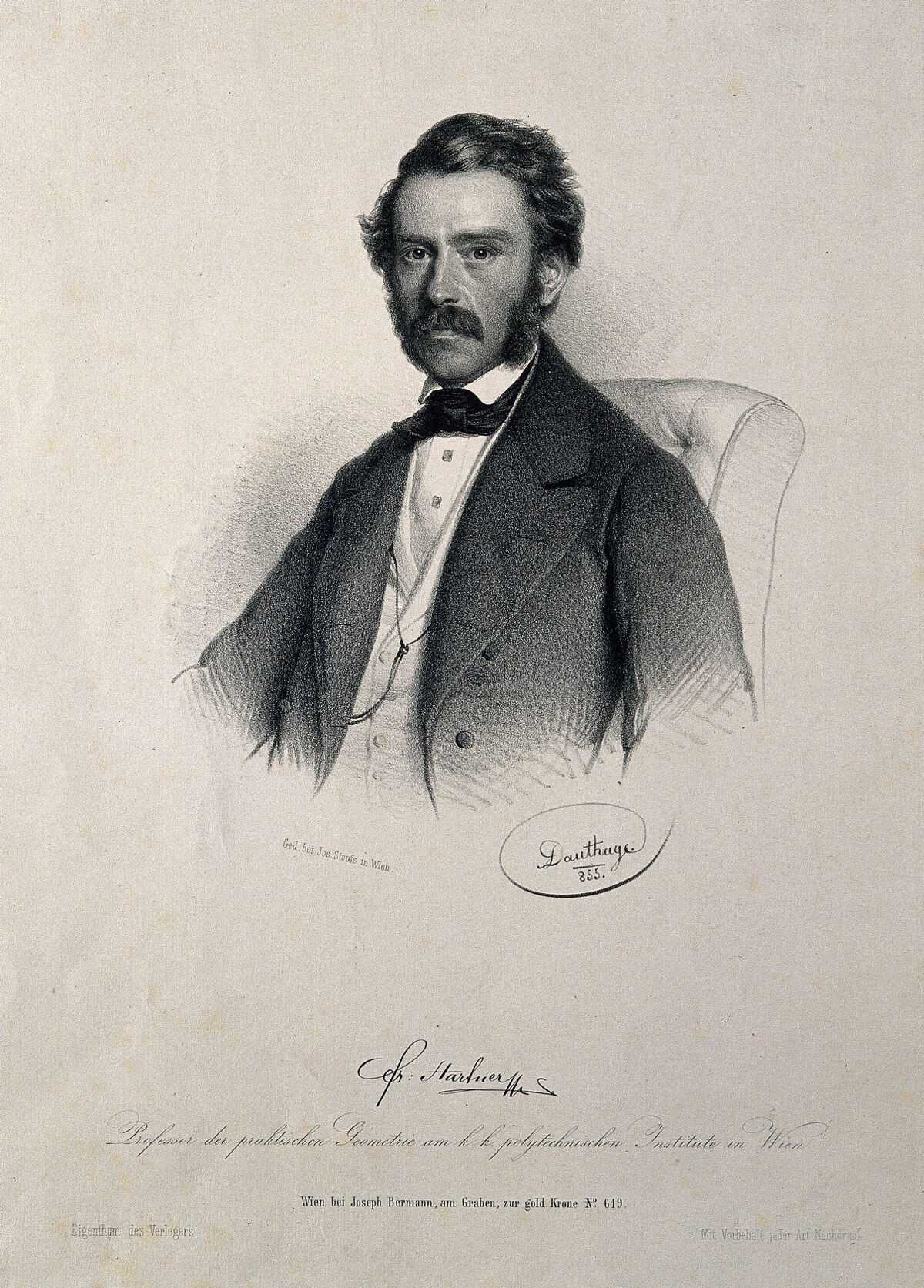 Fr. Hartner. Lithograph by A. Dauthage, 1855., 1855, by Adolf Dauthage