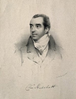 view Charles Hatchett. Lithograph by W. Drummond, 1836, after T. Phillips.