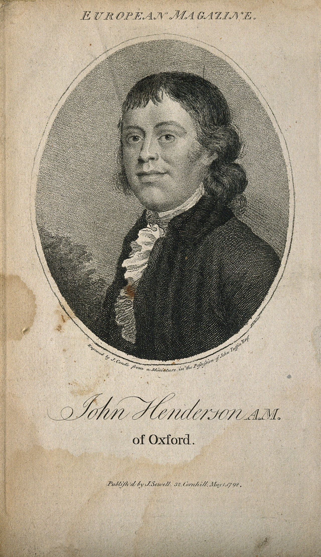 John Henderson. Stipple engraving by J. Condé, 1792., by John Condé