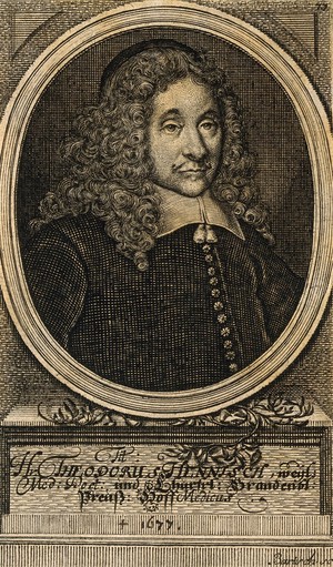 view Theodor Henisch. Line engraving by J.G. Bartsch, 1677.