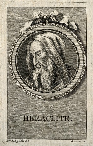 view Heraclitus. Line engraving by Beyssent after Mlle. Cl. Reydellet.