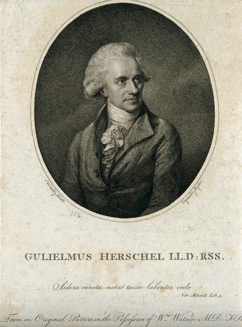 Sir William Herschel. Stipple engraving by T. Ryder after L. F. Abbott, 1785., by Lemuel Francis Abbott