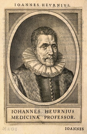 Joannes Heurnius. Line engraving, 1625.