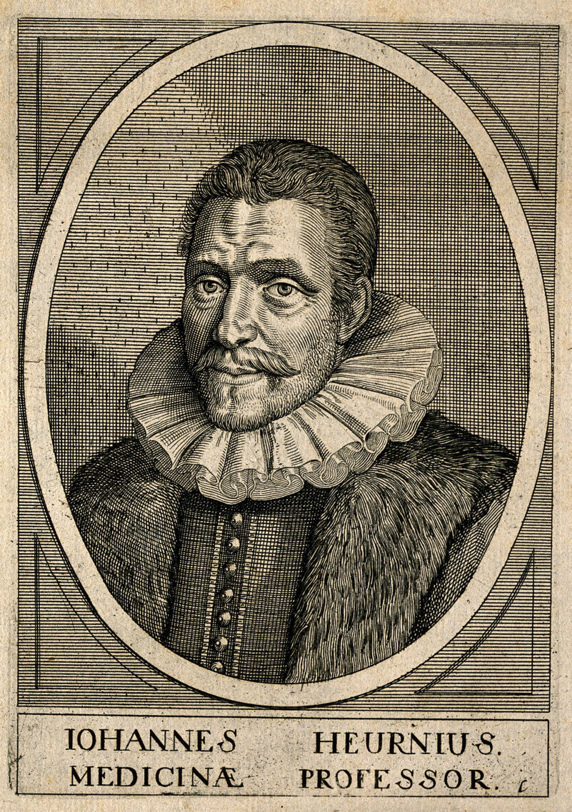 Joannes Heurnius. Line engraving by S. Furck, 1645., 1645, by Sebastian Furck