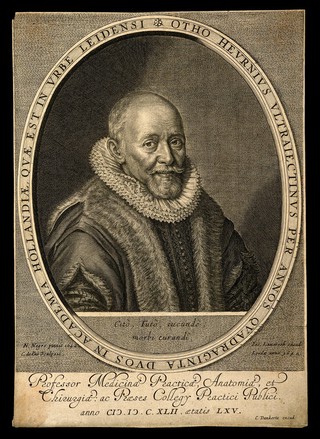 Otto Heurnius. Line engraving by C. van der Passe the younger, 1642, after N. van Negre.