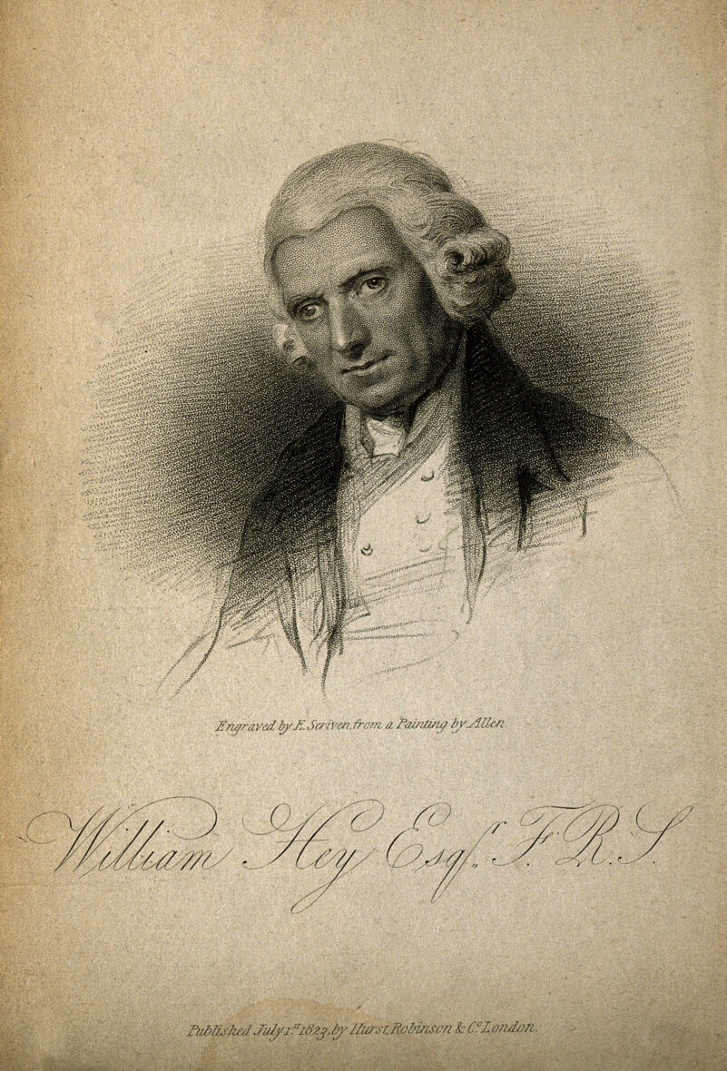 William Hey. Stipple engraving by E. Scriven, 1823, after Allen., by Edward Scriven