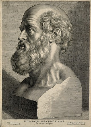 Hippocrates. Line engraving by P. Pontius, 1638, after P. P. Rubens.