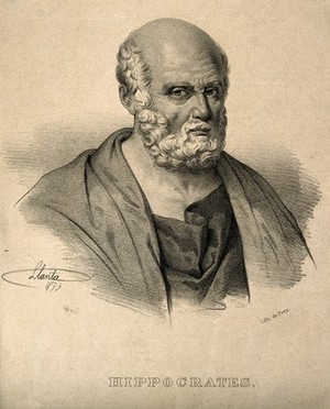 view Hippocrates. Lithograph by J. Llanta, 1835.