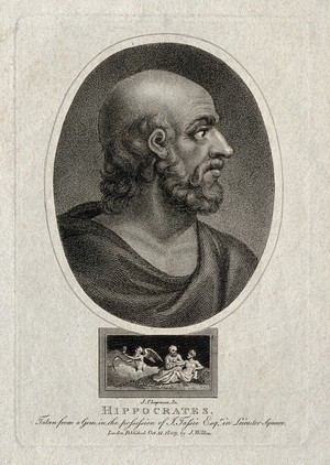 view Hippocrates. Stipple engraving by J. Chapman, 1809.