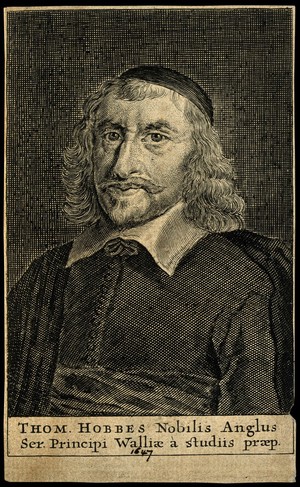 view Thomas Hobbes. Line engraving after R. Vaughan, 1651.