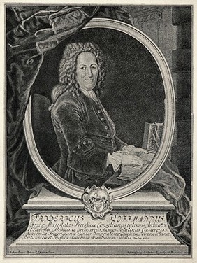 Friedrich Hoffmann II. Reproduction of line engraving by F. G. Wolffgang, 1735, after A. Pesne.