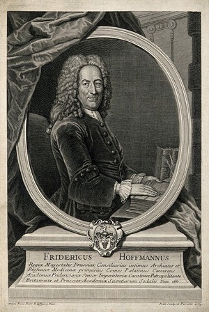 view Friedrich Hoffmann II. Line engraving by G. Petit, 1739, after A. Pesne.