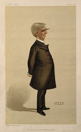 Oliver Wendell Holmes. Colour lithograph by Sir L. Ward [Spy], 1886.