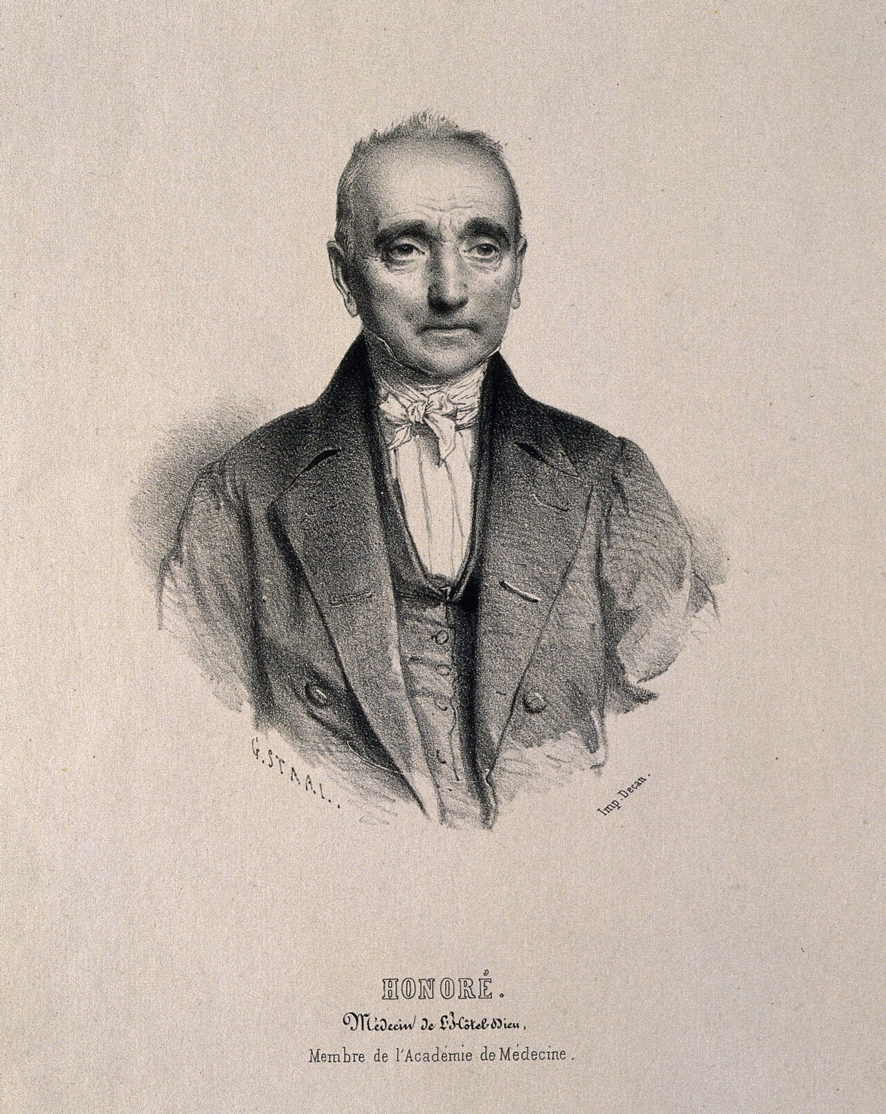 Pierre Marie Honoré. Lithograph by G. Staal., by Pierre Gustave Staal