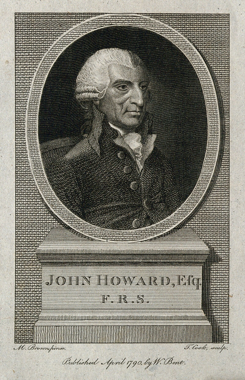 John Howard. Line engraving by T. Cook, 1790, after M. Brown., 1790, by Mather Brown