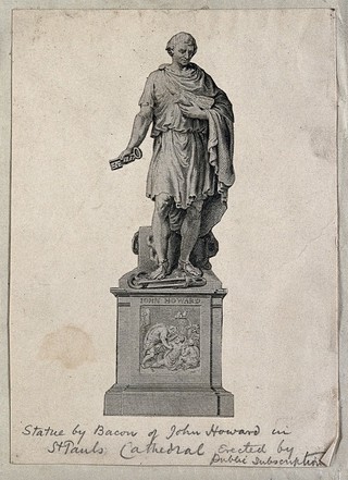 John Howard. Line engraving by J. Basire, 1796, after J. Bacon, senior.