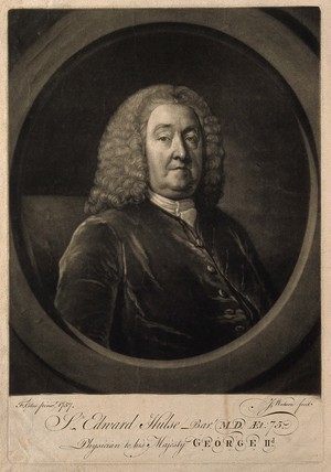 view Sir Edward Hulse. Mezzotint by J. Watson after F. Cotes, 1757.