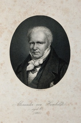 Friedrich Heinrich Alexander von Humboldt. Line engraving by A. Krausse, 1850.