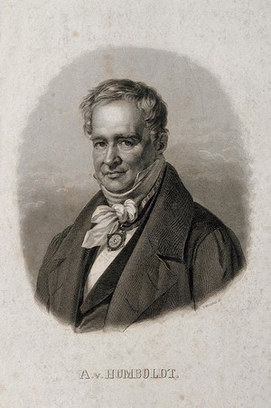 view Friedrich Heinrich Alexander von Humboldt. Line engraving by P. Wurster after C. Begas, 1840.