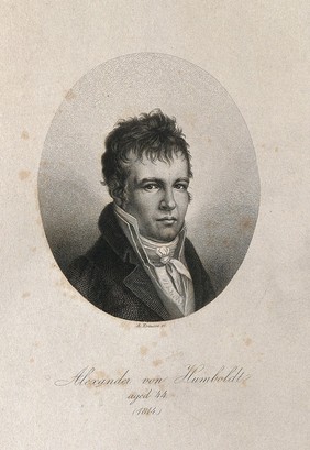 Friedrich Heinrich Alexander von Humboldt. Line engraving by A. Krausse, 1814.