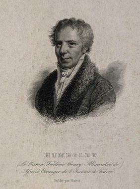 Friedrich Heinrich Alexander von Humboldt. Engraving by F. Gouin, 1820.