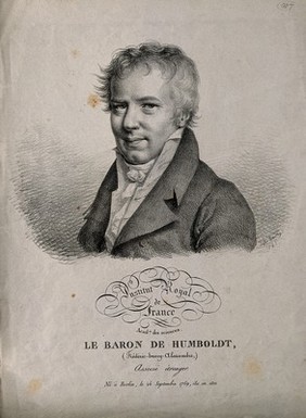 Friedrich Heinrich Alexander von Humboldt. Lithograph by J. Boilly, 1821.