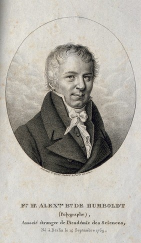 Friedrich Heinrich Alexander von Humboldt. Stipple engraving by A. Tardieu, 1823, after himself.