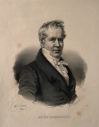 Friedrich Heinrich Alexander von Humboldt. Lithograph by C. Bazin, 1832, after F. P. S. Gérard, 1832.