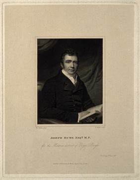 Joseph Hume. Line engraving by R. Newton, 1821, after W. J. Newton.