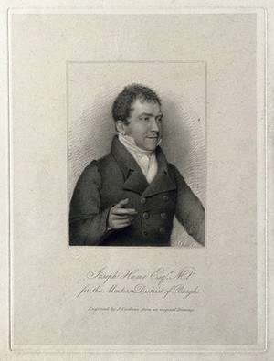 view Joseph Hume. Stipple engraving by J. Cochran.