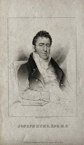 Joseph Hume. Stipple engraving by R. Page, 1823.