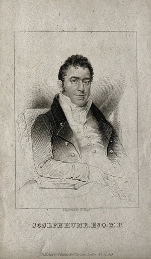 view Joseph Hume. Stipple engraving by R. Page, 1823.