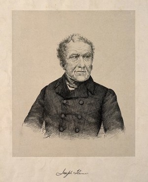 view Joseph Hume. Wood engraving by [T. G.], 1855.