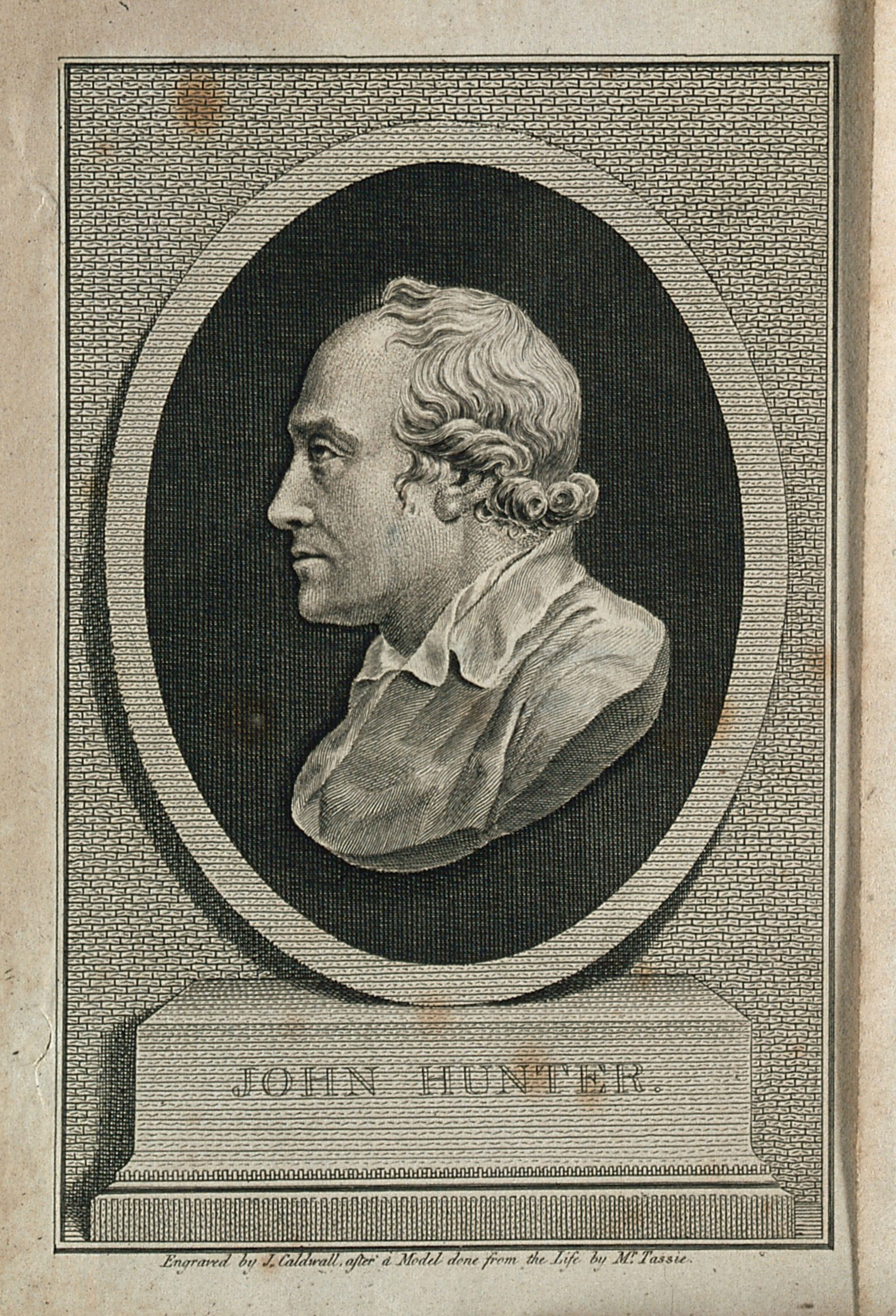 John Hunter. Line engraving by J. Caldwall after J. Tassie, 1791.
