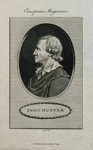 view John Hunter. Line engraving by J. Corner, 1793, after J. Tassie, 1791.