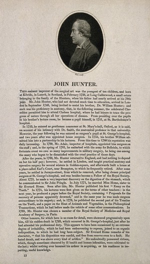 view John Hunter. Stipple engraving by W. Holl.