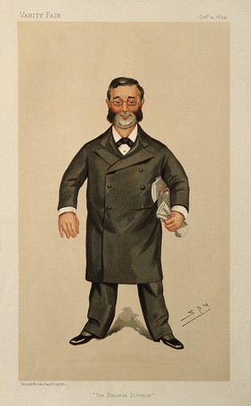 Balthazar Walter Foster, 1st baron Ilkeston. Colour lithograph by Sir L. Ward [Spy], 1894.