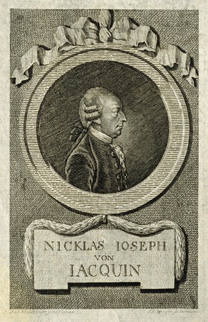 view Nicholas Joseph, Freiherr von Jacquin. Line engraving by J.C. Krüger after J. Kreitzinger.