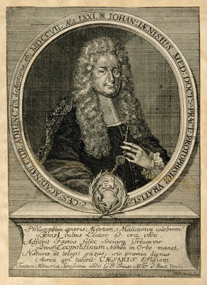 view Johann Jaenisius. Line engraving by J. Oertl.