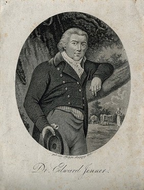 Edward Jenner. Stipple engraving by Hoppe, 1803, after J. R. Smith, 1800.