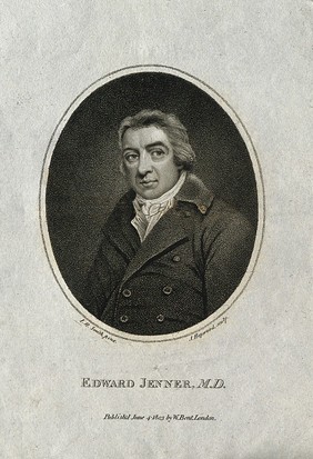 Edward Jenner. Stipple engraving by J. Hopwood, 1803, after J. R. Smith, 1800.