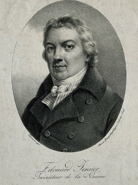 Edward Jenner. Lithograph by P. R. Vignéron, 1824, after J. R. Smith, 1800.