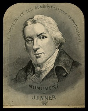 view Edward Jenner. Wood engraving by W. Brown after J. R. Smith, 1800.