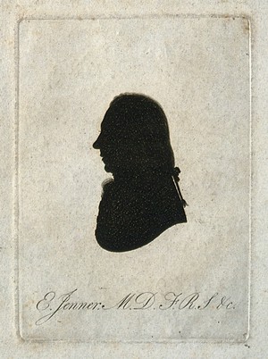 view Edward Jenner. Aquatint silhouette by J. Miers [?], 1801.