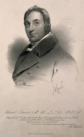 Edward Jenner. Lithograph by J. H. Lynch after Sir T. Lawrence.