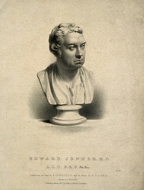 Edward Jenner. Lithograph by R. J. Lane, 1827, after H. Corbould after C. Manning, 1805.