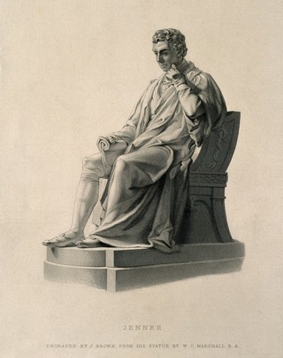 Edward Jenner. Stipple engraving by J. Brown after W. C. Marshall, 1858.