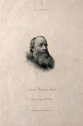 James Prescott Joule. Etching by C. H. Jeens, 1882.