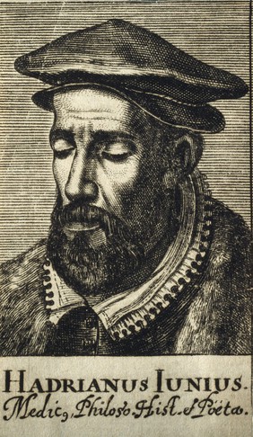 Adrianus Junius [Adriaen de Jonghe]. Line engraving, 1688.