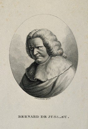 Bernard de Jussieu. Stipple engraving by A. Tardieu.